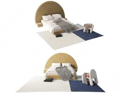 现代儿童床3D模型下载